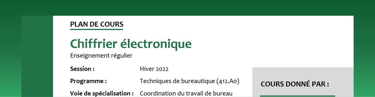 412-BEL Plan de cours