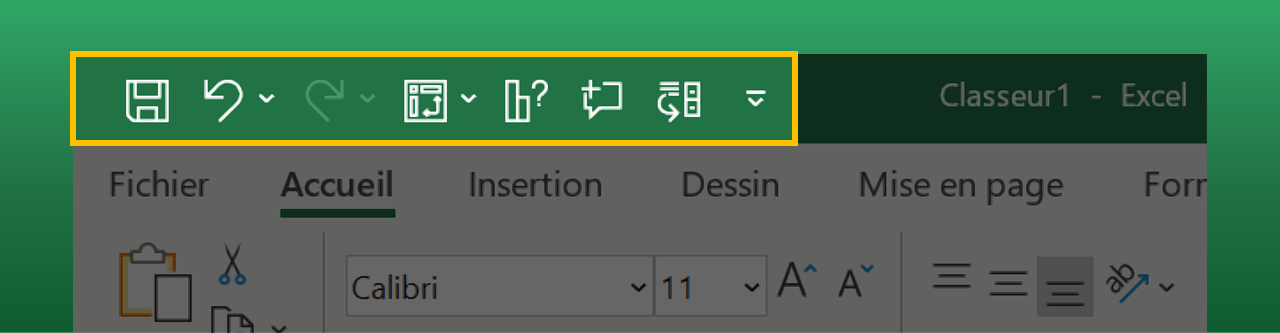 La barre d'outils Accès rapide