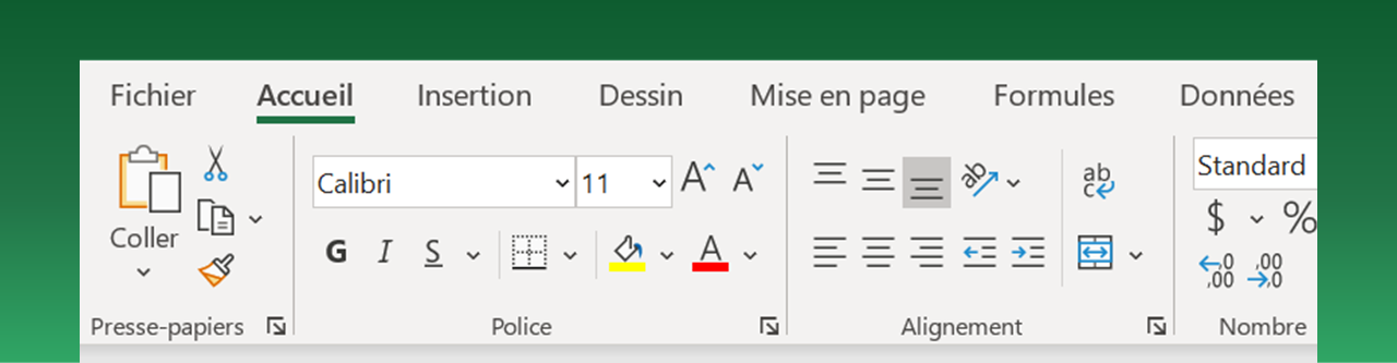 Le Ruban d'Excel